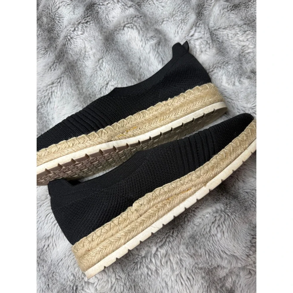 Adrienne‎ Vittadini Sport Niko Black Knit Espadrille Slip On Flats Womens 9M